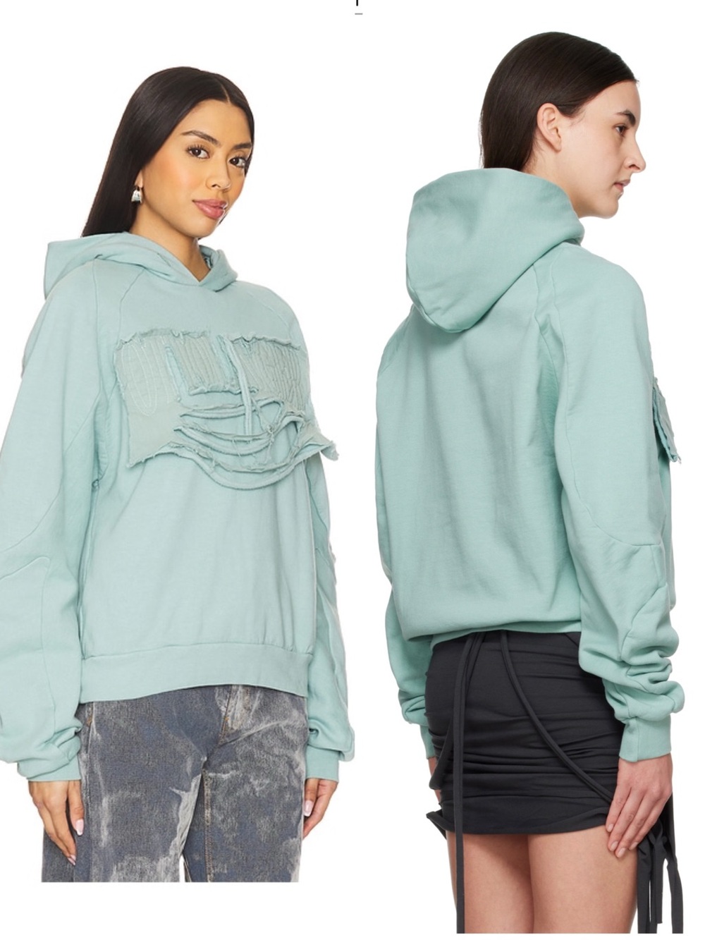 Ottolinger Multiline Distressed Hoodie Blue Small $510